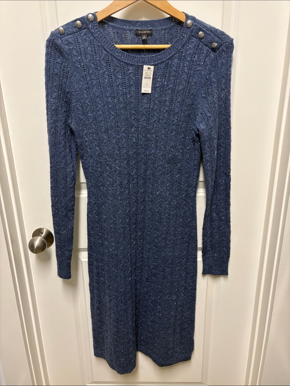 Talbot’s NWT Blue Cotton blend Cable Knit Long Sleeve Sweater Dress Size S